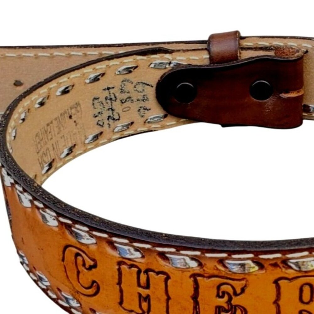 Vintage Tooled Leather Western Belt Cheryl USA 26 - 29 Waist S M Coastal Cowgirl - Picture 9 of 11